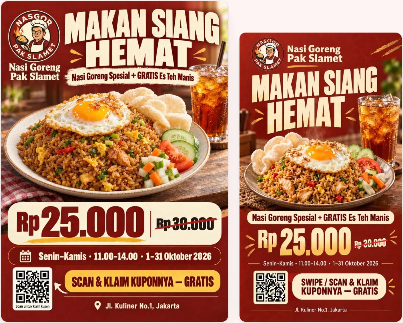 Kampanye promo warung, Flyer, banner, menu book